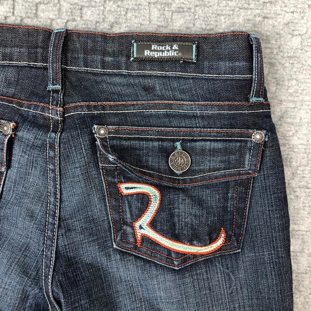 Rock & Republic Kurt Jeans Womens 26 Blue Low Rise Slim Bootcut Stretch 26x32 - Picture 3 of 16